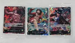 One Piece CCG 7-11 Japan foil promo set of three cards, Luffy, Ace, Sabo NM - Image 1