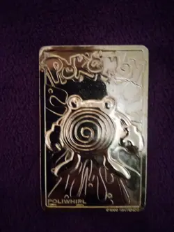Pokemon 1999 Burger King Poliwhirl Gold Plated Card Only - Image 1