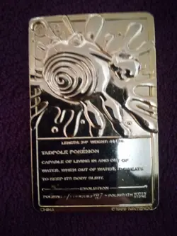 Pokemon 1999 Burger King Poliwhirl Gold Plated Card Only - Image 3