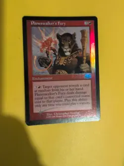 Planeswalker's Fury . Rare Enchantment MTG Card. Planeshift.OLD VINTAGE FOIL - Image 1