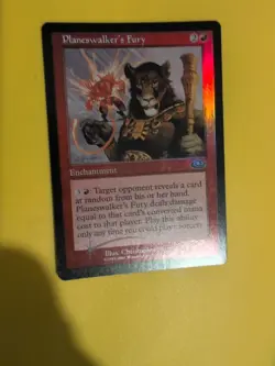 Planeswalker's Fury . Rare Enchantment MTG Card. Planeshift.OLD VINTAGE FOIL - Image 2