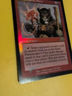 Planeswalker's Fury . Rare Enchantment MTG Card. Planeshift.OLD VINTAGE FOIL - Image 3
