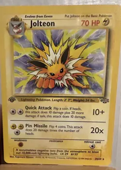 Jolteon Jungle Non Holo Rare (1st Edition) #20/64 Vintage WOTC Pokemon Card - Image 2