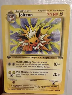 Jolteon Jungle Non Holo Rare (1st Edition) #20/64 Vintage WOTC Pokemon Card - Image 3