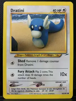 Pokemon TCG Neo Destiny 2000 Dratini Unlimited Common Card 63/105 Yuka Morii - Image 1