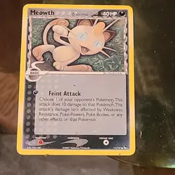 meowth 11/17 Pop Series 5 Common 2007 Nintendo Pokemon Card VLP-EXC - Image 1