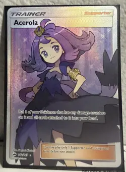 Pokemon Acerola TCG Burning Shadows Holo Full Art Ultra Rare Card 142/147 - Image 2