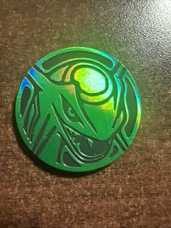 Pokemon TCG Rayquaza Flip Coin Green LP - Image 1