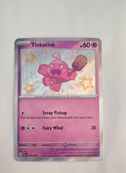 Pokemon 2024 Paldean Fates Tinkatink 165/91 Holo Rare Baby Shiny NM - Image 1