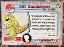 1999 Pokemon Topps Sandshrew 27 Ungraded NM or Better - Image 2
