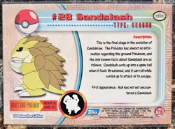 1999 Pokemon Topps Sandslash 28 Ungraded NM or Better - Image 2
