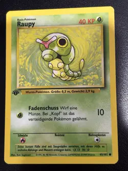 Pokemon Card - Caterpie Raupy German 1st Edition Base Set 45/102 Common LP - Image 1