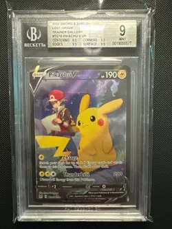 Pikachu V TG16/TG30 Swsh11: Pokemon Lost Origin Trainer Gallery Holo BGS 9 - Image 1