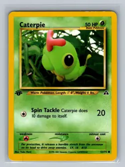 Caterpie 1st Edition Yuka Morii Pokemon TCG Common Neo Discovery 53/75 NM - Image 1