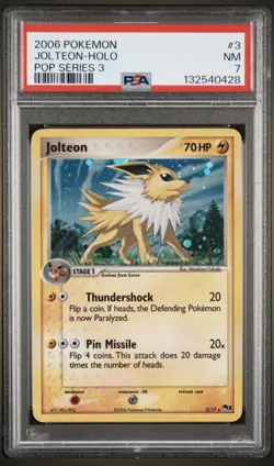 2006 Pokemon Pop Series 3 Promo # 3 Jolteon Holo Graded PSA 7 - Image 1