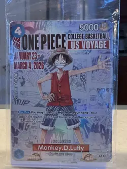 One Piece Monkey D. Luffy US Voyage College Basketball Promo Card SEALED - Image 1