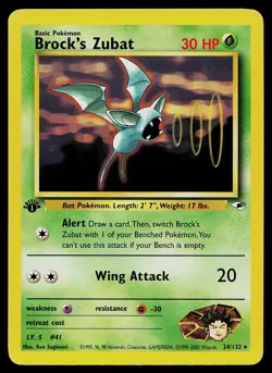 Pokemon Card - Brock's Zubat Gym Heroes 24/132 Rare 1st Edition - Image 1
