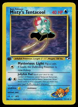 Pokemon Card - Misty's Tentacool Gym Heroes 32/132 Rare 1st Edition - Image 1