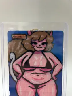 Magic MTG Altered Painted Mountain Land Squirrel Girl Anime Girl - Image 4