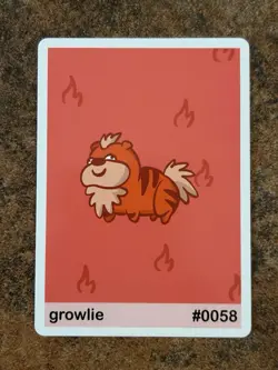 Near Mint Pookiemoot Growlie (Growlithe) #0058 Derp Pokemon Fan Art Card - Image 1