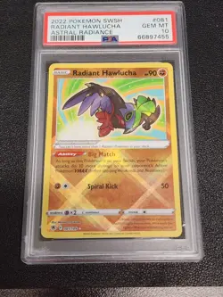 2022 POKEMON SWORD & SHIELD ASTRAL RADIANCE #081 RADIANT HAWLUCHA PSA 10 - Image 1