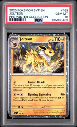 2025 POKEMON SVP EN-SV BLACK STAR PROMO #169 JOLTEON PSA 10 - Image 1