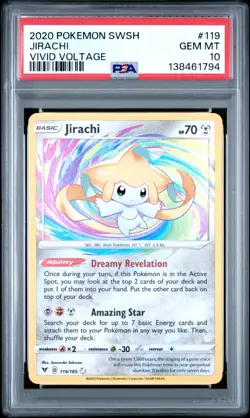 PSA 10 Jirachi Amazing Rare 119/185 Pokemon Vivid Voltage - Image 1