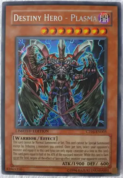 Yugioh 1x Destiny Hero Plasma CT04-EN003 Secret Rare Limited Edition Near Mint - Image 1