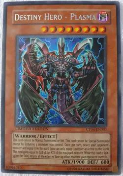 Yugioh 1x Destiny Hero Plasma CT04-EN003 Secret Rare Limited Edition Near Mint - Image 2
