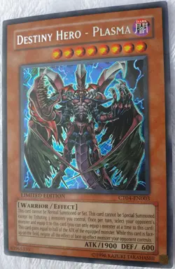 Yugioh 1x Destiny Hero Plasma CT04-EN003 Secret Rare Limited Edition Near Mint - Image 3