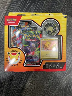 Pokemon Day 2026 Collection Sealed Box Pikachu Promo Card Coin 3 Booster Packs - Image 1