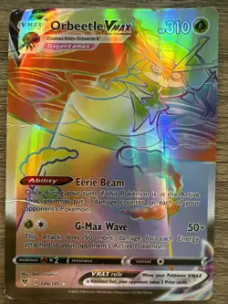 Pokemon Orbeetle VMAX 186/185 Rare Rainbow Vivid Voltage Card HP - Image 1