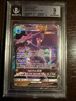Pokemon 2019 Sun & Moon Unified Minds 160 Naganadel GX BECKET GRADED MINT 9 - Image 1