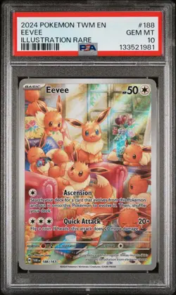 2024 POKEMON TWM EN-TWILIGHT MASQUERADE ILLUSTRATION RARE #188 EEVEE PSA 10 - Image 1