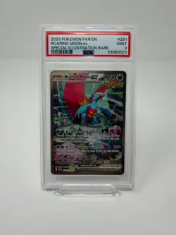 2023 Pokemon S&V Paradox Rift Roaring Moon ex #251/182 Special Illust Rare PSA 9 - Image 1