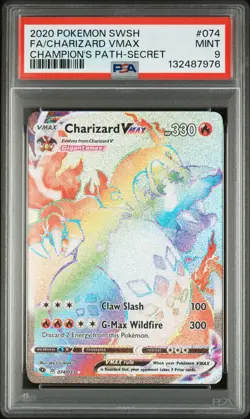 2020 POKEMON SWORD & SHIELD CHAMP'S PATH SECRET FULL ART/CHARIZARD VMAX PSA 9 - Image 1