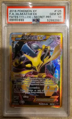 PSA 10 ALAKAZAM EX 125/124 XY FATES COLLIDE SECRET FULL ART POKEMON 2016 ENGLISH - Image 1