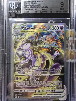 MEWTWO VSTAR 2023 Pokemon SWSH Crown Zenith Galarian Gallery #GG44 BGS 9 MINT - Image 1
