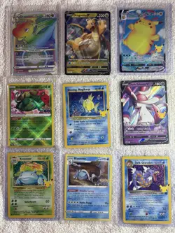 Pokemon Pikachu Card Lot 5 Cards - Celebrations & Pokemon GO, V & Promo Variants - Image 1
