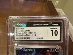 Pokemon - Groudon 199/182 Paradox Rift - Illustration Rare Holo - CGC Graded 10 - Image 3