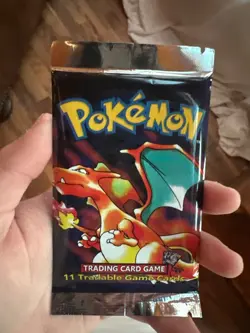 Pokemon Base Set Booster Pack Charizard Artwork, 11 Cards, Sealed, English - Image 1