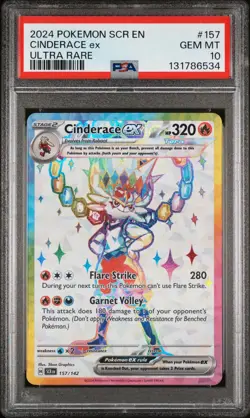 2024 POKEMON SCR EN-STELLAR CROWN ULTRA RARE #157 CINDERACE EX PSA 10 - Image 1
