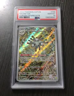 2024 Pokemon SVP EN MAGNETON Surging Sparks ETB #159 PSA 10 Gem Mint - Image 1