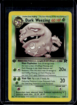 Pokemon Dark Weezing 1st Edition non-holo Rare Card 14/82 WOTC Vintage - Image 1