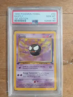 Pokemon Card 1st Edition Fossil #33 Gastly PSA 10 GEM MINT WOTC Vintage 1999 - Image 1