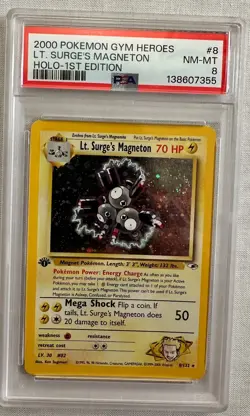 2000 Pokemon GYM HEROES 1st edition LT. SURGE'S MAGNETON #8 PSA 8 NM-MT - Image 1