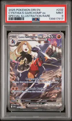 2025 POKEMON DRI EN-SPECIAL ILLUSTRATION RARE #232 CYNTHIA'S GARCHOMP EX PSA 9 - Image 1