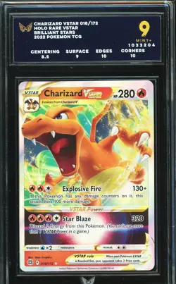 ARK 9 - 2022 Brilliant Stars Pokemon TCG Charizard VSTAR 018 Holo Rare VSTAR - Image 1