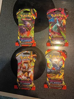 Pokemon Mega Evolution Phantasmal Flames 4x Sleeved Booster Pack Art Set - Image 1