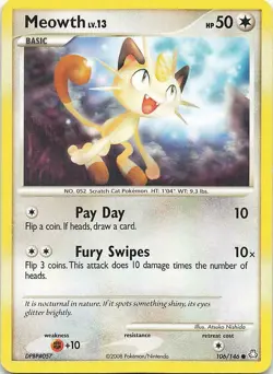 Meowth 106/146 D&P Legends Awakened Common PERFECT MINT! Pokemon - Image 1